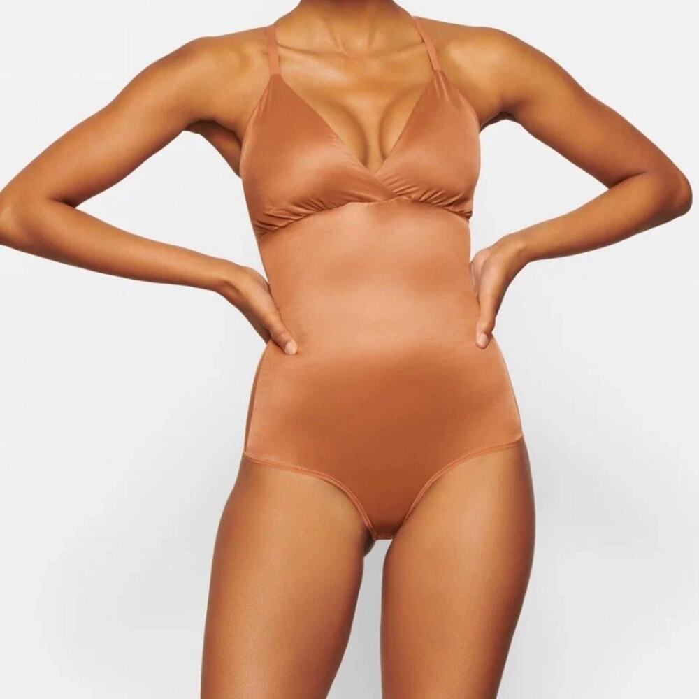 Bronze skims high waisted bodysuit bodysuit